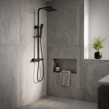 Lancia Lunar Black Square Dual Shower Head Kit