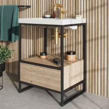 Scudo Ambience 600mm Rustic Oak LED Wall Hung Vanity