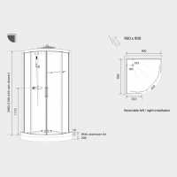 Kinedo Horizon 900mm Quadrant Pivot Door Self Contained Shower Pod
