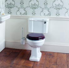 Burlington Slimline Low Level WC with White Ceramic Cistern, Lever & Chrome Flush Pipe