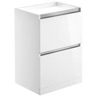 Campbell 600mm 2 Drawer Floor Standing Basin Unit (No Top) - White Gloss