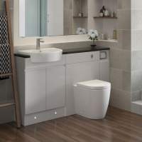 Shetland Back To Wall Toilet & Satin White Wood Effect Seat