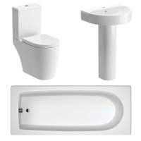 Campbell Bathroom Suite, Basin 555mm, Toilet & Bath 1700mm