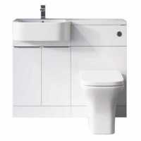 Carlo 1000 P Shape Bathroom Vanity & WC Unit - Gloss White - Left Hand