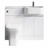 Carlo 1000 P Shape Bathroom Vanity & WC Unit - Gloss White - Right Hand