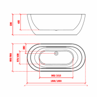 Synergy Cincelado 1700mm Gloss White Crystal Freestanding Bath