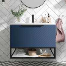 Scudo Alfie 600mm Reed Green Wall Hung Vanity Unit with Countertop Basin