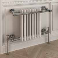 Blenheim Traditional Towel Radiator, 574 x 1362, Chrome & White, Holborn London 1855