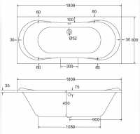 Aquabathe Oporto 10 Jet Whirlpool Bath, 1800 x 800, Single End, Frontline Bathrooms