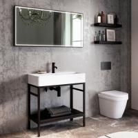 Jux Wall Hung 2 Drawer Basin Unit & White Basin 615mm - Matt Black & Glass