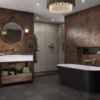 Walnut & Black Waterproof Slatwall Panel Multipack - 3 * 2400x170mm Panels