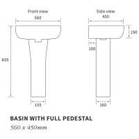 Allier 600 x 400mm 1 Tap Hole Basin & Semi Pedestal