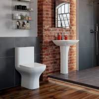 Washington Close Coupled Open Back Lever Flush WC with Soft Close Seat Black - RAK Ceramics 