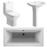 Crest Bathroom Suite, 560mm Basin, Close Toilet & 1700mm Double Ended Bath