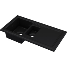 NUIE Countertop 1.5 Bowl Kitchen Sink in Black 1010 x 525mm