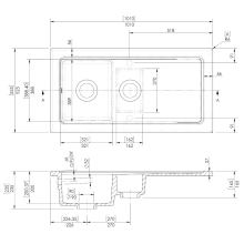 NUIE Countertop Sink 1.5 Bowl 1010 x 525mm