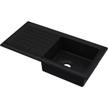 NUIE Countertop Single Bowl Kitchen Sink with Ridged Drainer in Black 1010 x 525mm
