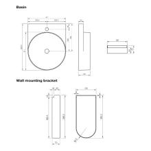 Davoli 280mm Matt Black Wall Hung Corner Basin With Support