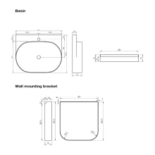 Davoli 450mm Matt Black Wall Hung Basin With Support