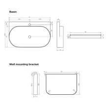 Davoli 600mm Matt Black Wall Hung Basin With Support