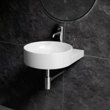 Davoli 280mm Matt Black Wall Hung Corner Basin With Support