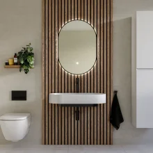 Davoli 600mm Matt Black Wall Hung Basin With Support