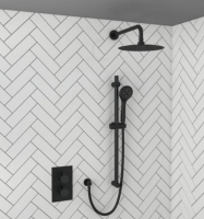 Black Dual Concealed Shower Kit Including Valves, Hand Set, Fixed Head & Arm - The White Space