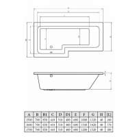 Carron Quantum 1700 x 700/850 Square Shower Bath - 5mm