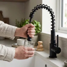 Rievaulx Brushed Nickel Pull Out Kitchen Sink Mixer Tap
