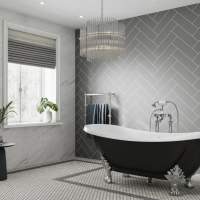 Multipanel Taupe Grey Herringbone Tile Effect Shower Board