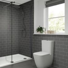 Multipanel Taupe Grey Large Tile Effect Shower Board