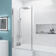 Eastbrook L Shaped Bath Shower Screen Left Hand 1400 x 835mm Chrome