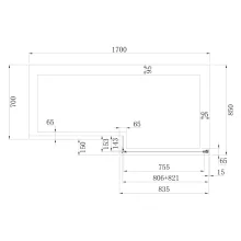 Eastbrook L Shaped Bath Shower Screen Left Hand 1400 x 835mm Chrome