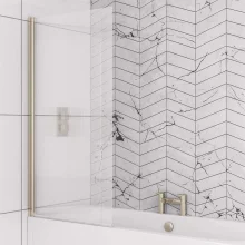 Eastbrook Fluted Bath Shower Screen Left Hand 1400 x 800mm Brushed Brass