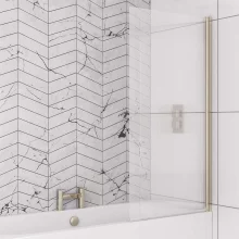 Eastbrook Fluted Bath Shower Screen Right Hand 1400 x 800mm Brushed Brass