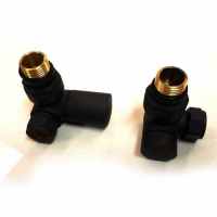 Eastbrook Straight Black Radiator Valves - Pair