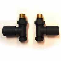 Scudo Straight Radiator Valves - Black - Pair