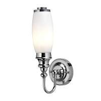 Burlington LED Bathroom Round Wall Light with Chrome Base & Opal Glass Tube Shade - ELBL13