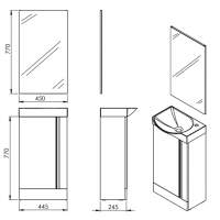 Royo Elegance 455mm Floorstanding Cloakroom Unit with Mirror in Gloss White