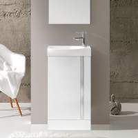 Royo Elegance 455mm Floorstanding Cloakroom Unit with Mirror in Gloss White