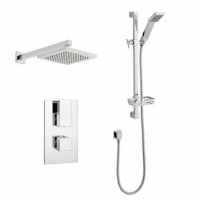 Element Thermostatic Concealed Shower Valve with Riser Rail & Fixed Rain Head - Kartell UK 