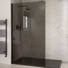 Aquaglass Elite 600mm Smoked Glass Walk In Shower Screen