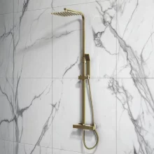 Lancia Core Brushed Brass Twin Head Rigid Riser Shower NU-021