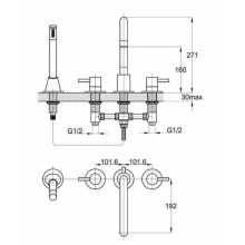 Sagittarius Eclipse 3 Hole Bath Filler Tap