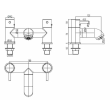 Scudo Muro Brushed Brass Bath Tap