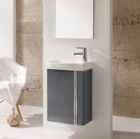Royo Elegance 455mm Wall Hung Cloakroom Unit with Mirror in Gloss Grey