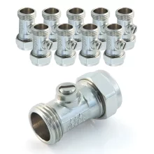 Flat Face Isolating Valve 15mm Chrome Plated Brass - 10 Pack