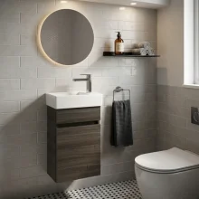 Abacus S1 Concepts Wall Hung Cloakroom Vanity Unit Pack 360mm Right Hand - Halifax Oak