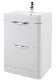 Parade 600mm White Two Draw Vanity Unit With Ceramic Basin - Nuie