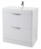 Parade 800mm White Two Draw Vanity Unit With Ceramic Basin - Nuie